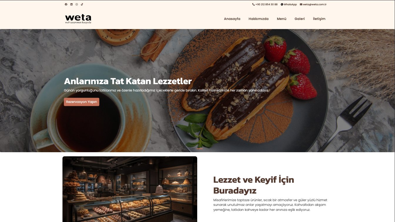 Cafe - Restoran - Pastane Web Site Teması