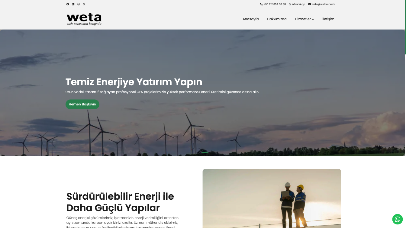 Enerji Web Site Teması