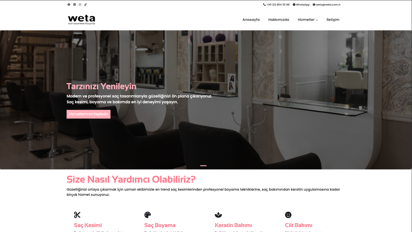 Kuaför & Güzellik Salonu Web Site Teması
