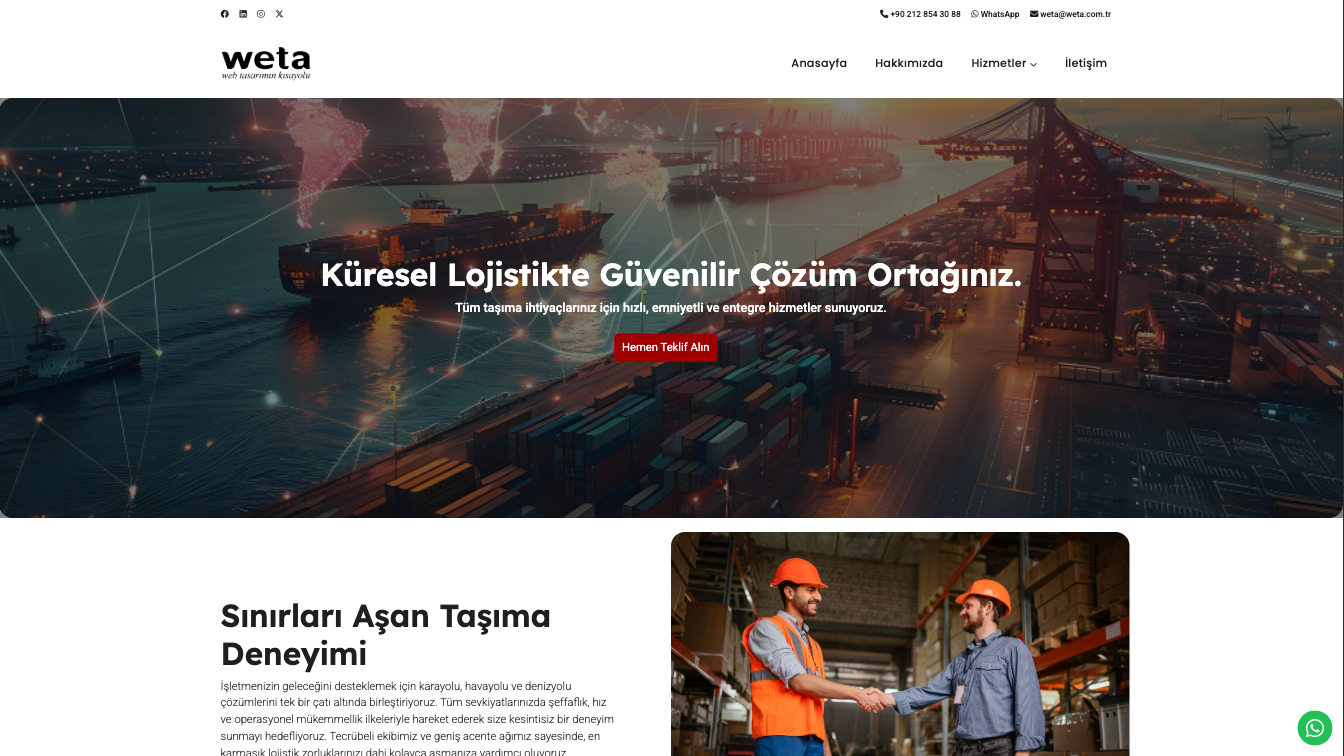Lojistik Firması Web Site Teması