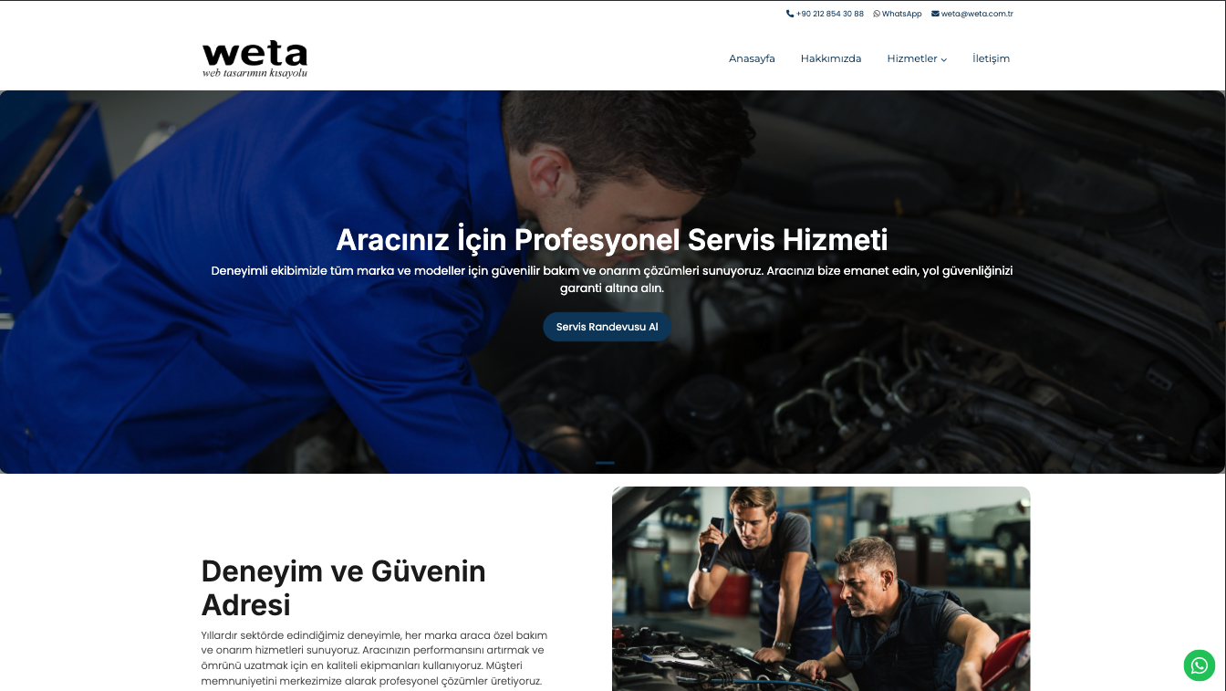 Oto Servis Web Site Teması