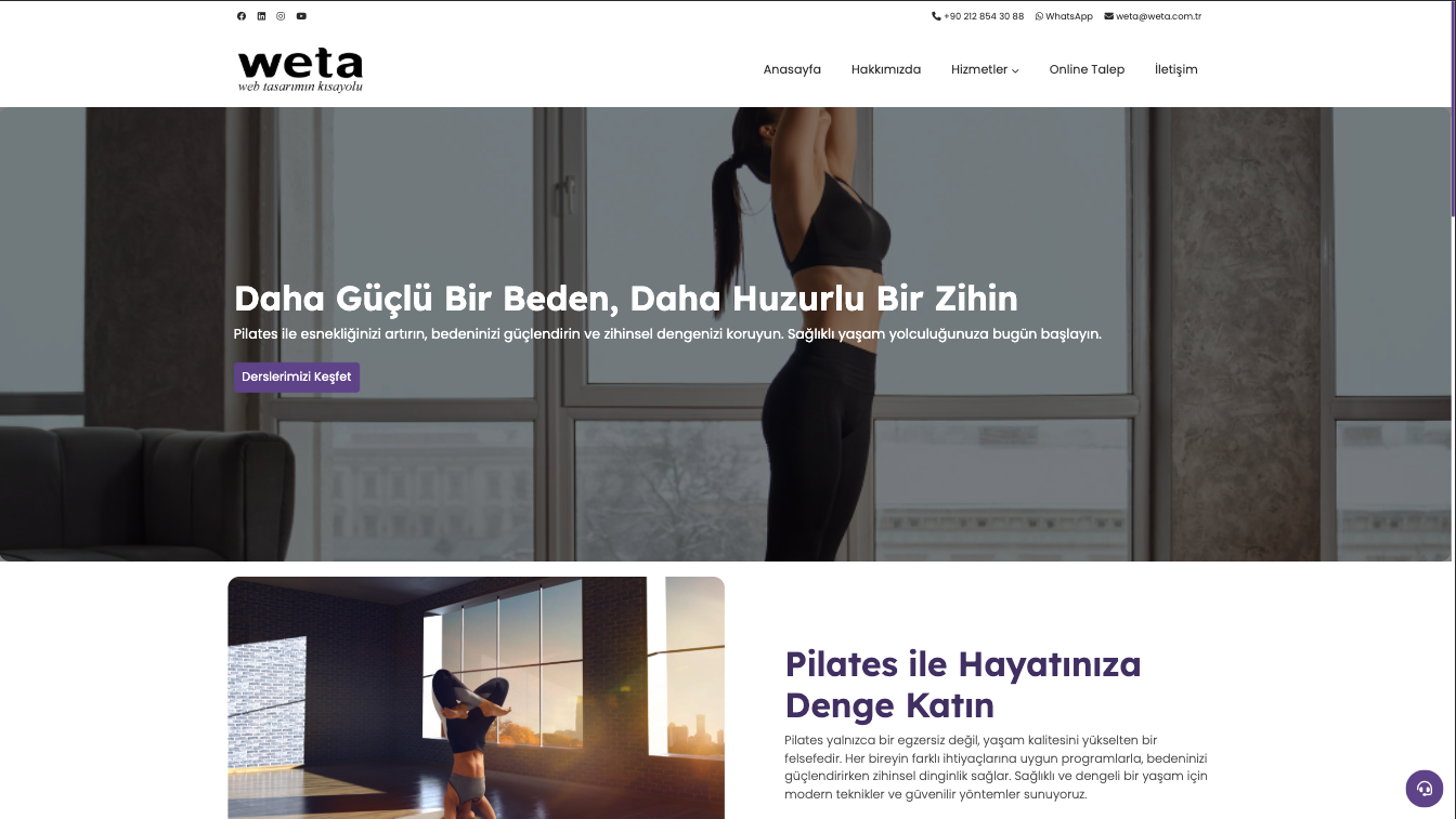 Pilates Stüdyosu Web Site Teması